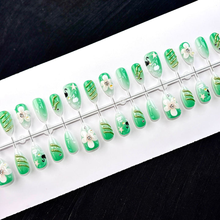 Artistic Floral Press-On Nails Set