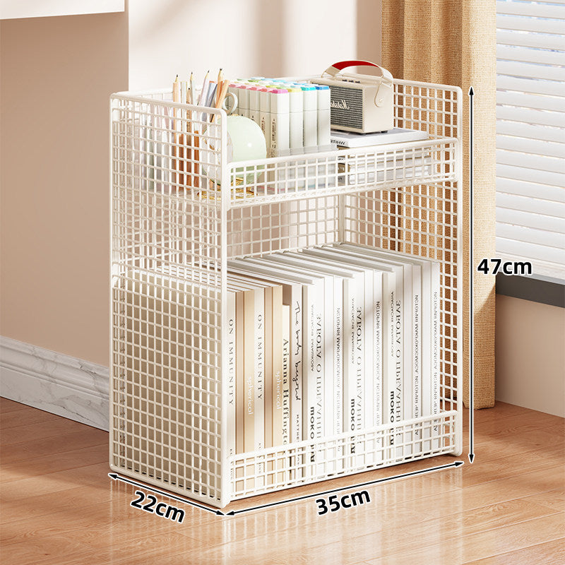 Vertical Mesh Countertop Produce and Pantry Organizer with Two-Tier Shelf and Tall Herb Compartment