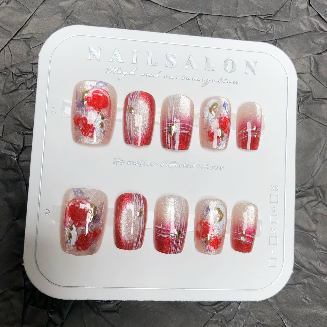 Decorative Floral Art Press-On Nail Set