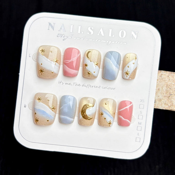 Artistic Celestial-Inspired Press-On Nail Set