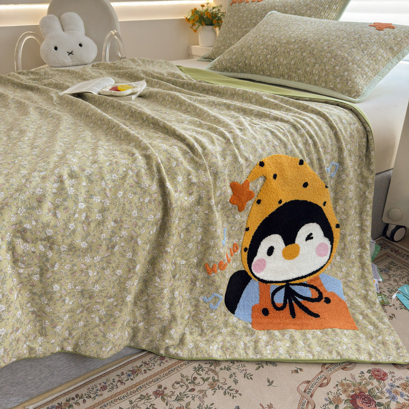 Women Cozy Bedspread with Playful Penguin Design Stornfield