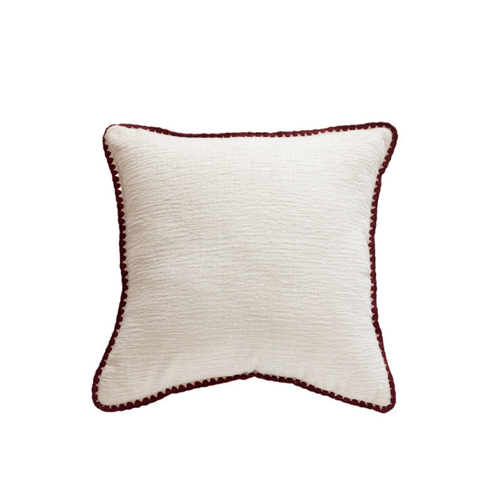 Plaid Woven Cotton-Linen Square Throw Pillow Cover with Hidden Zipper