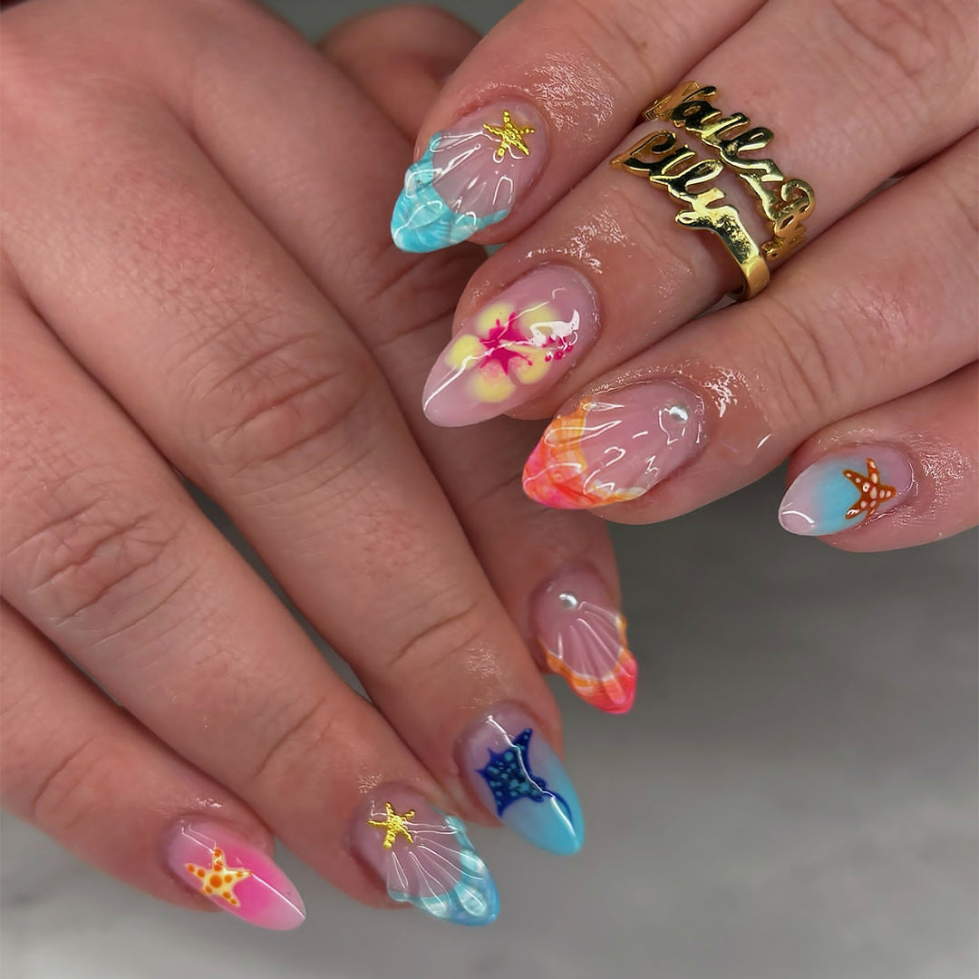 Artistic Ocean-Inspired Press-On Nail Art Set Stornfield