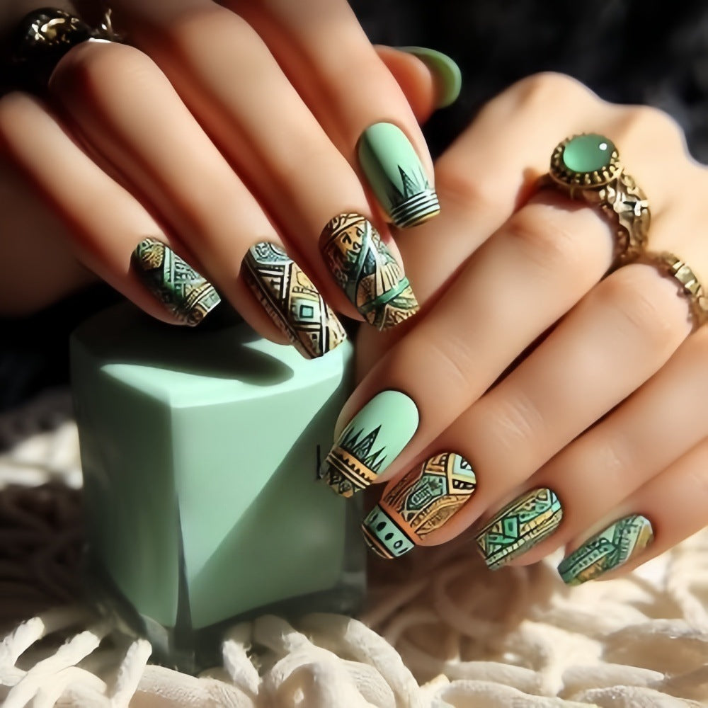 Artificial nails with creative ethnic design Stornfield