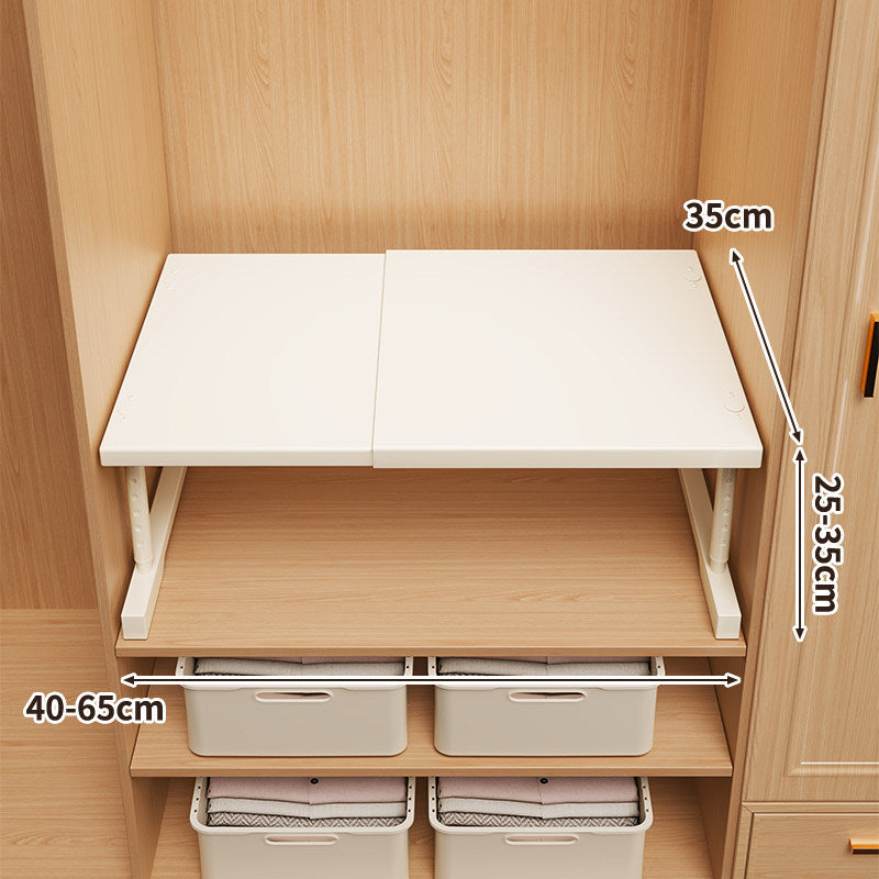 Adjustable Fold-Over Closet Shelf with Telescopic Support Brackets