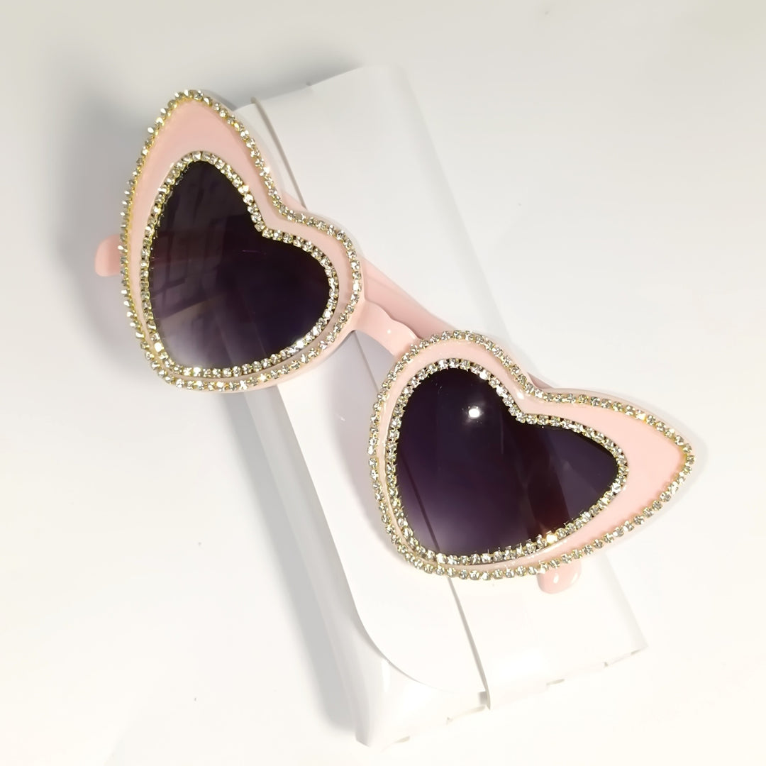 Rhinestone-Embellished Heart-Shaped Sunglasses Stornfield