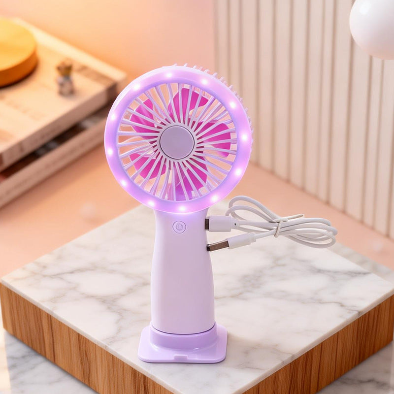 Women Portable Hand Fan with LED Light and USB Connection Stornfield