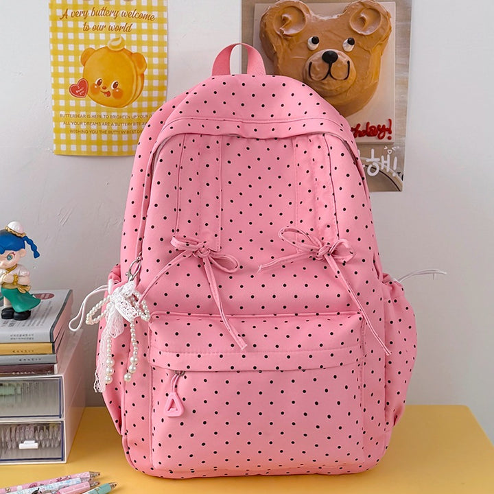 Stylish Polka Dot Patterned School Backpack Stornfield