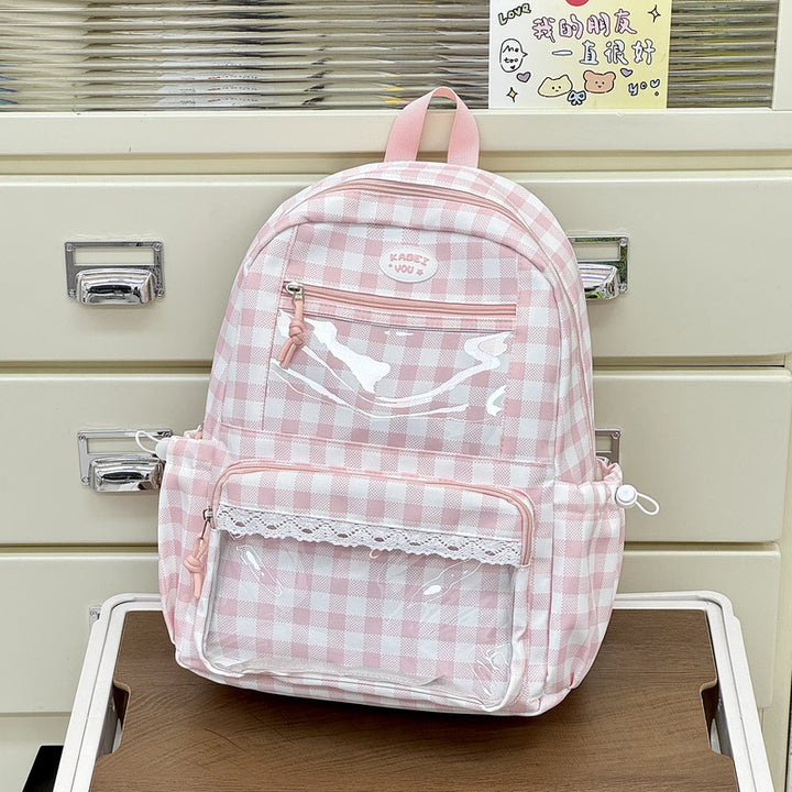 Transparent Front Pocket Checkered Backpack Stornfield
