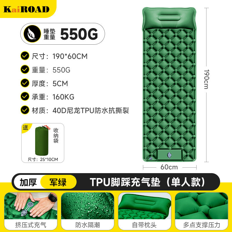inflatable camping mat with integrated pillows and non-slip bottom Stornfield