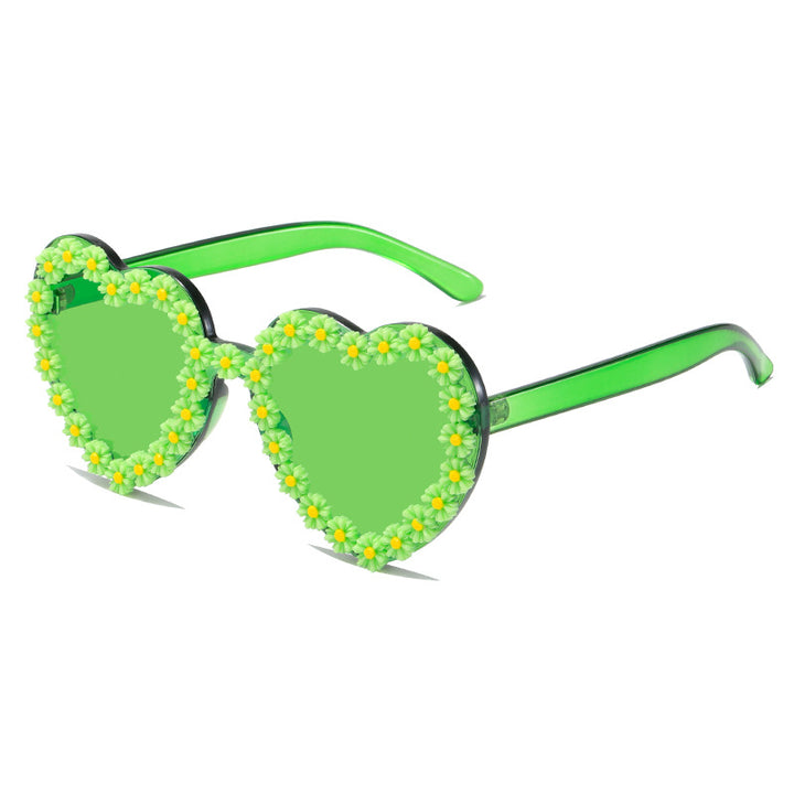 Ladies Love-Shaped Sunglasses with Floral Embellishments Stornfield
