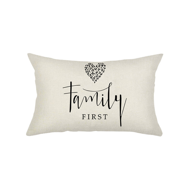 Hand-Lettered Script Lumbar Pillow Cover Linen-Blend with Heart Motif