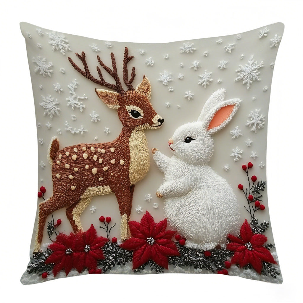 Festive Embroidered Holiday Throw Pillow Set
