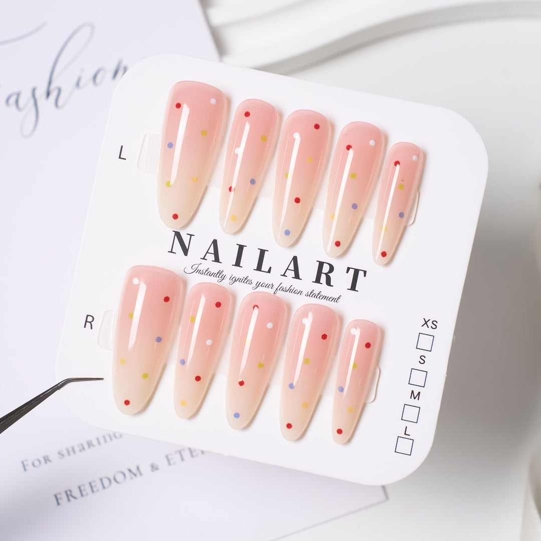 Artistic Press-On Nail Set with Cute Character Designs Stornfield