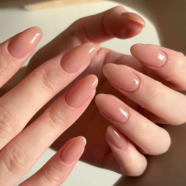 Elegant Almond Shaped Glossy Nail Enhancements