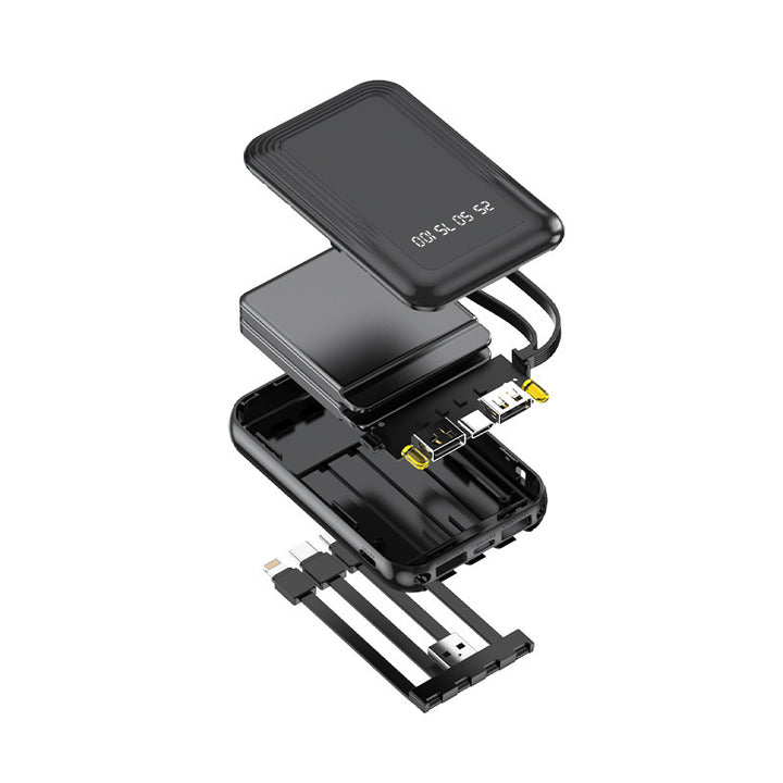 Practical power bank with wireless fast charging function and integrated cable system Stornfield