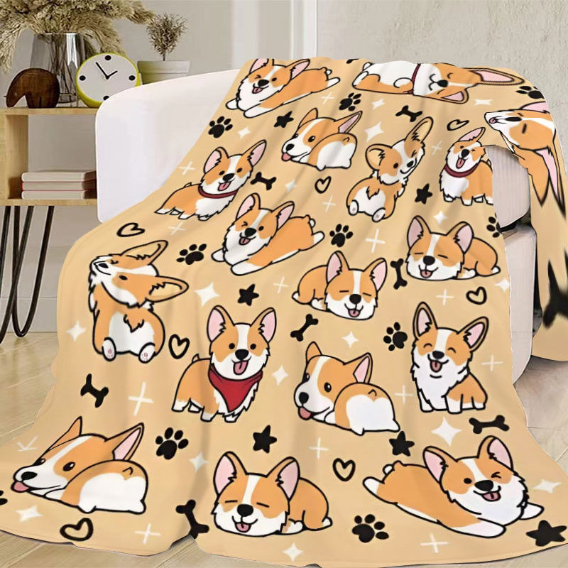 Cute Corgi-Themed Plush Blanket