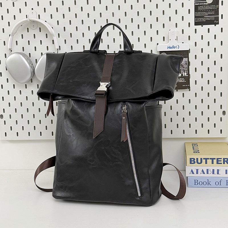 Versatile Leather Roll-Top Backpack Stornfield
