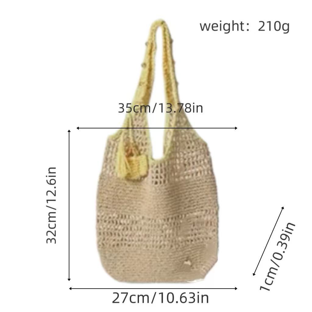 Tote bag made from hand-crocheted yarn with ergonomic shoulder straps Stornfield