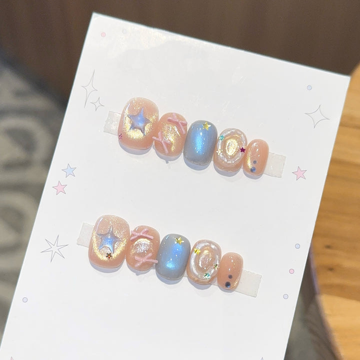 Artificial Nail Set with Sparkling Star and Glitter Motifs Stornfield