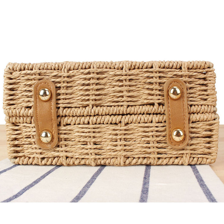 Fashionable straw shoulder bag with unique decor Stornfield
