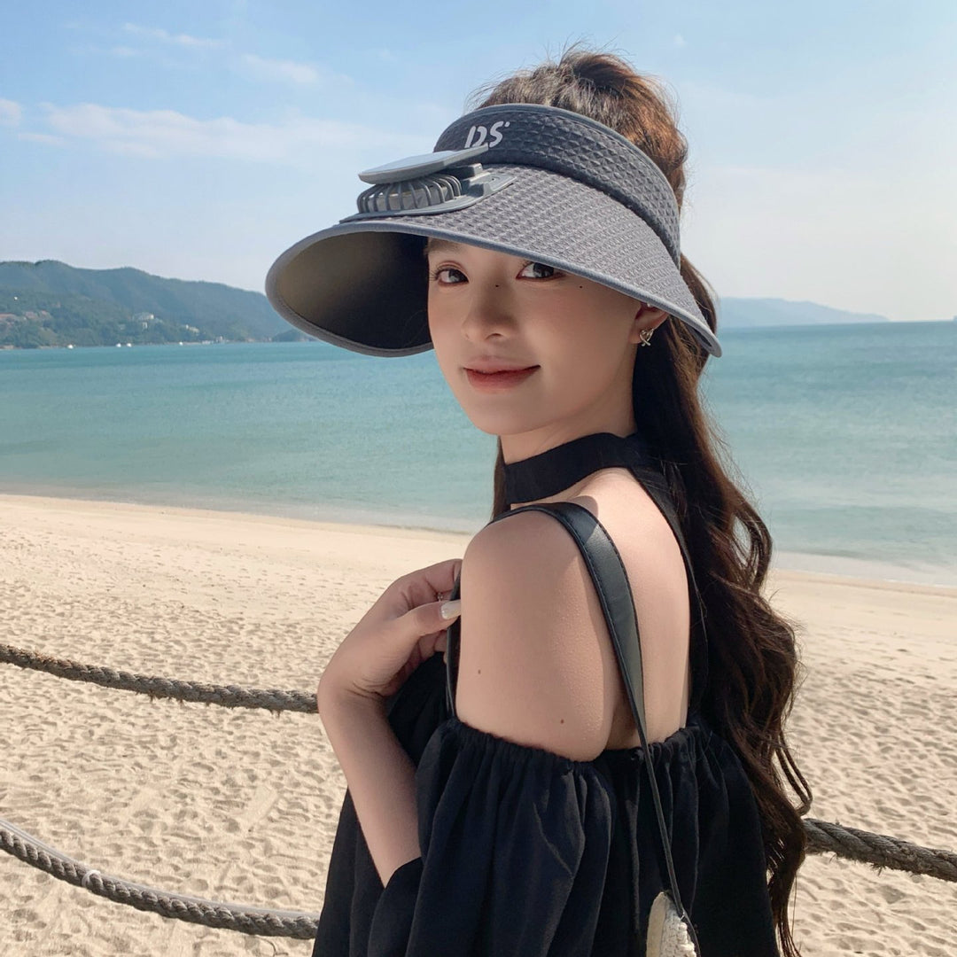 adjustable sun visor with integrated mini fan and UV protection Stornfield
