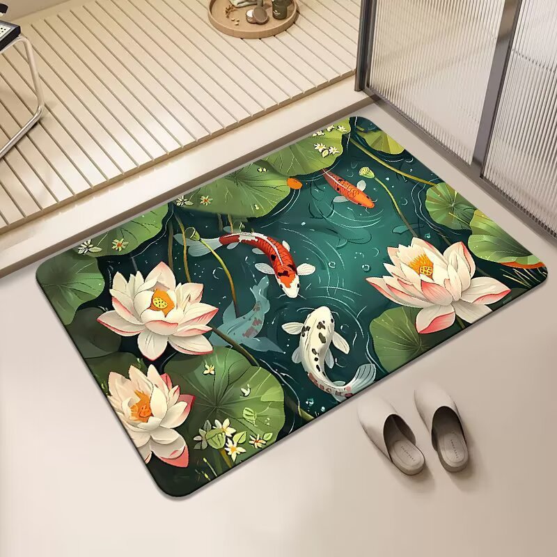 Floral Design Non-Slip Bath Mat