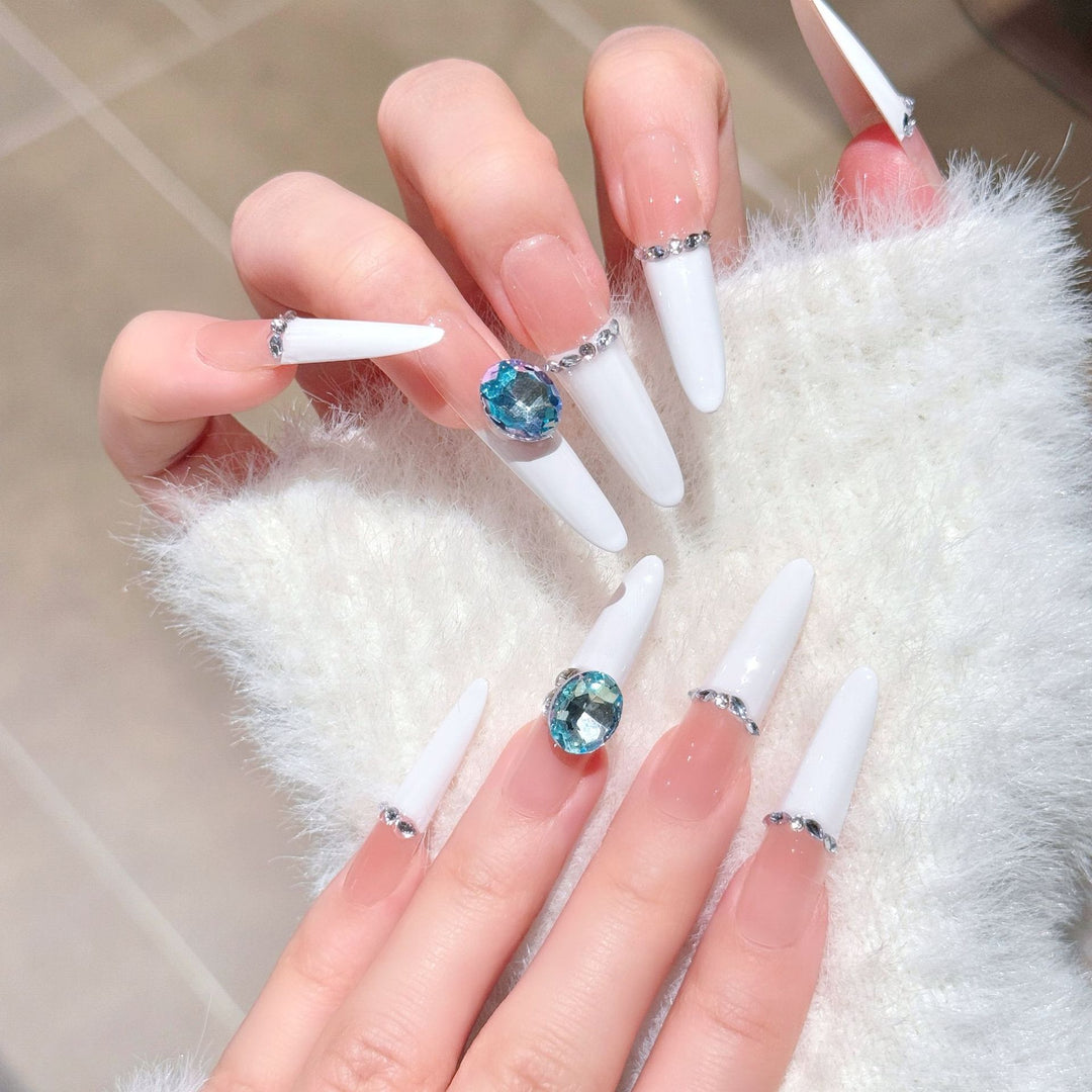 Luxury Rhinestone-Accented Stiletto Press-On Nail Art Stornfield