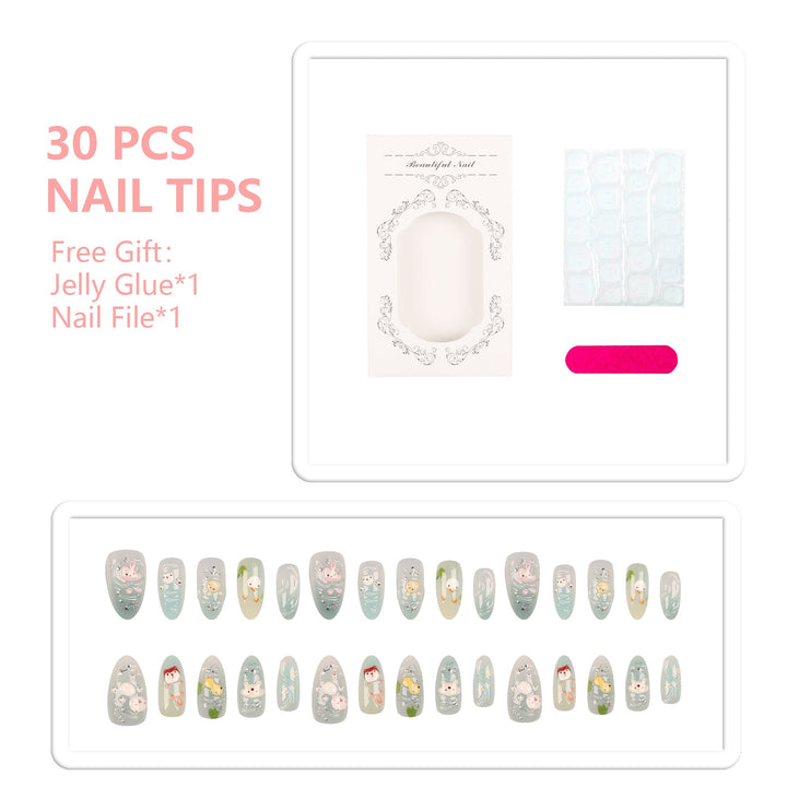 Whimsical Animal-Themed Press-On Nail Art Set