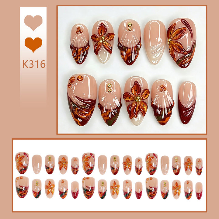 Art nail set with floral 3D applications and elegant glitter elements Stornfield