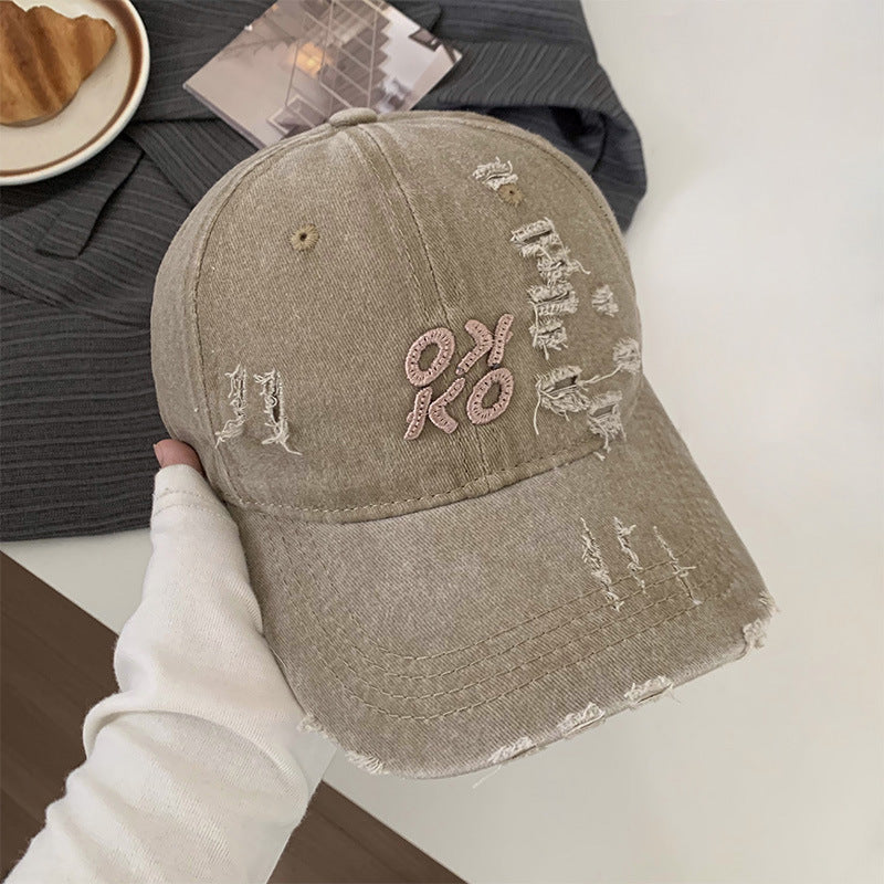 Women's Distressed Graphic Embroidered Baseball Cap Stornfield