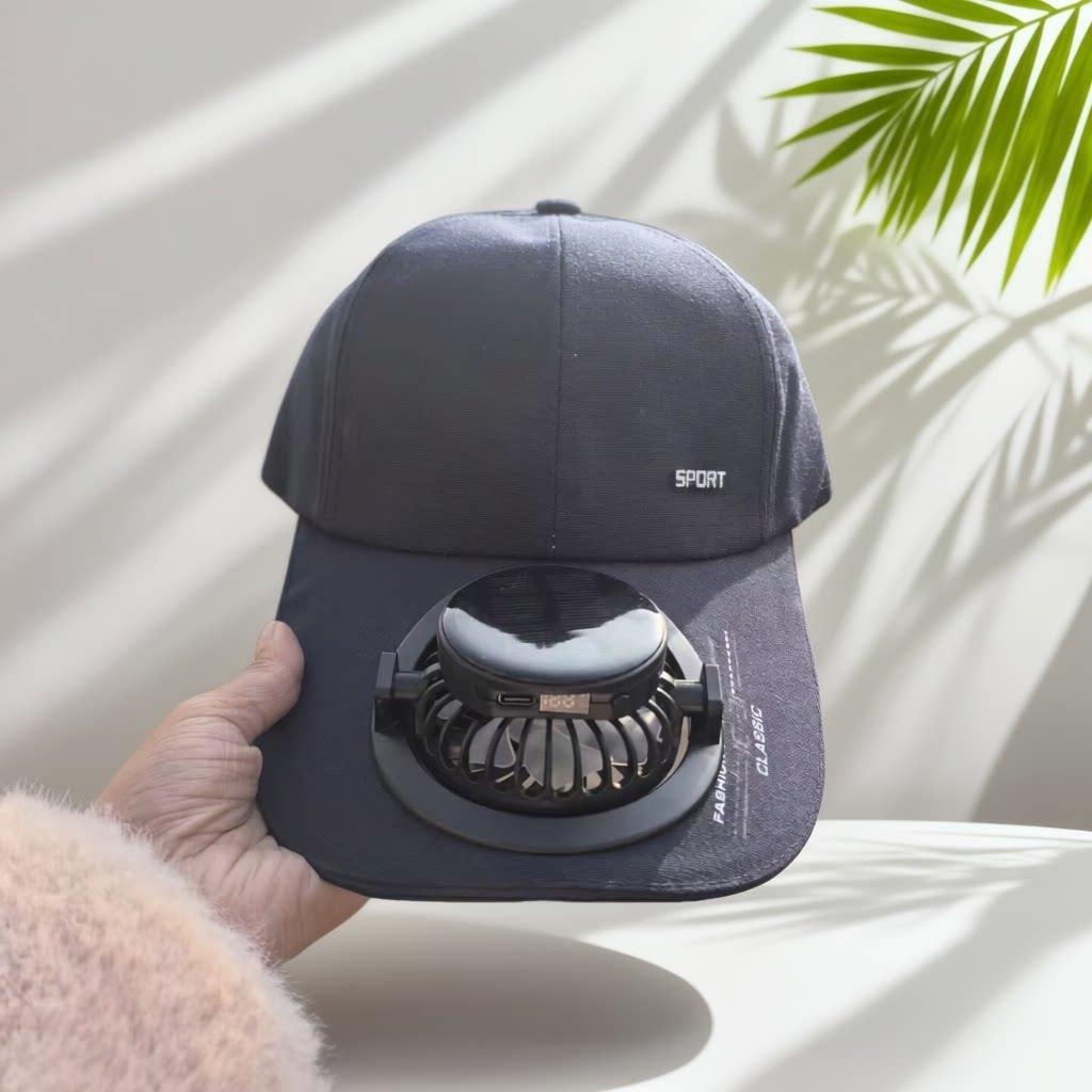 Portable solar-powered USB-C fan with digital battery indicator Stornfield