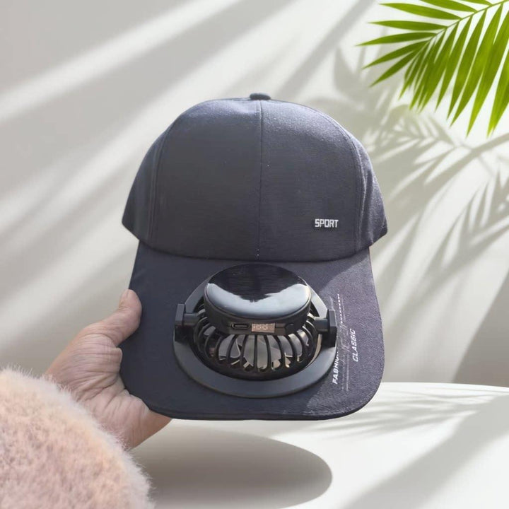Portable solar-powered USB-C fan with digital battery indicator Stornfield