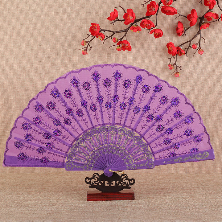 Women's folding fan with artistic decorations Stornfield