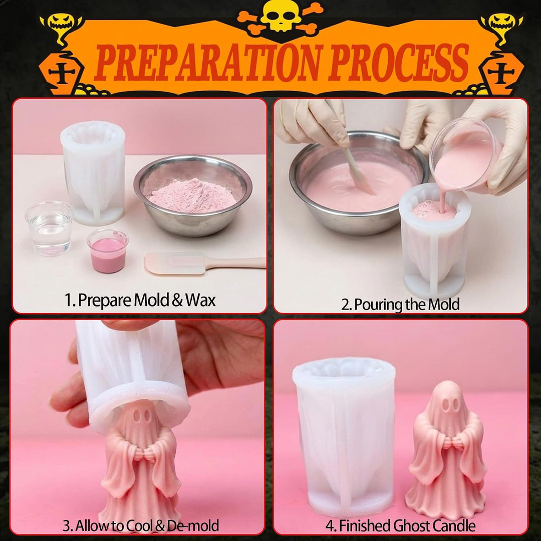 Detailed silicone casting mold for ghost candles