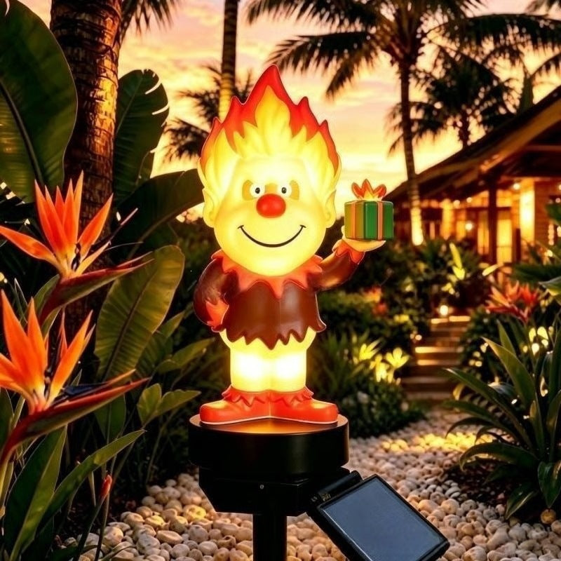 Solar-Powered Cartoon Flame Character Garden Stake Light With Acrylic Diffuser And Adjustable Ground Spike Stornfield