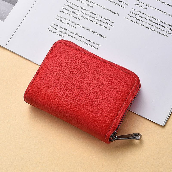 Compact Zippered Leather Wallet