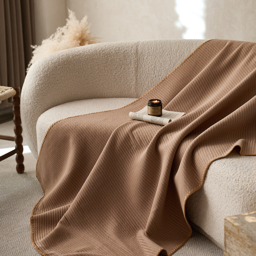 Luxury Ribbed Knit Sofa Throw Blanket