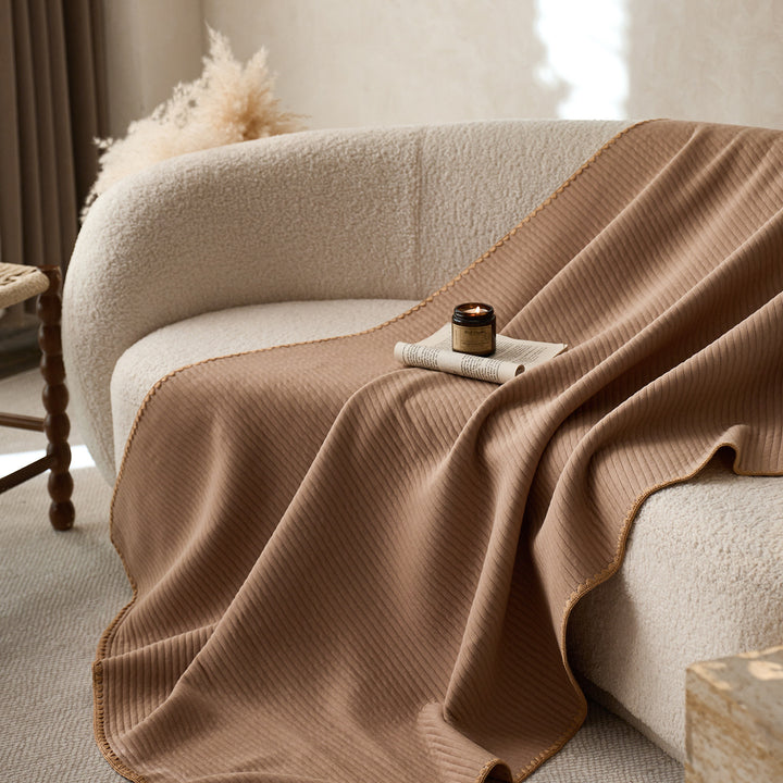 Luxury Ribbed Knit Sofa Throw Blanket