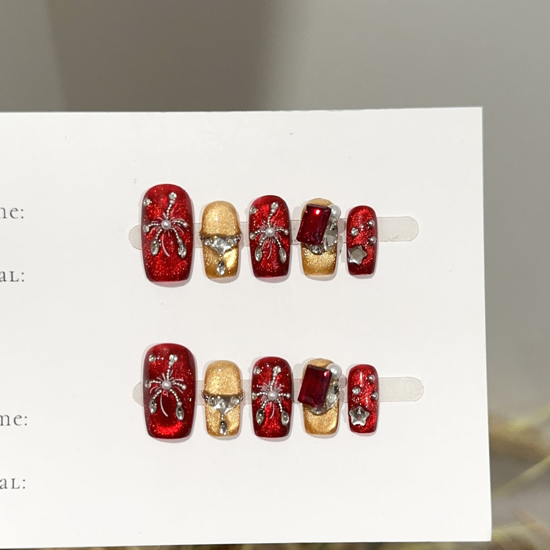Themed Press-On Nail Art Set with Spider Accents