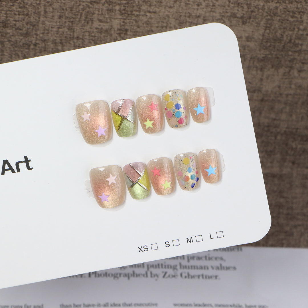 Artistic Stiletto Press-On Nail Set with Floral and Abstract Patterns Stornfield