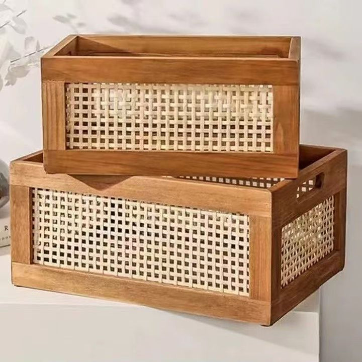 High-quality storage basket with rattan details Stornfield