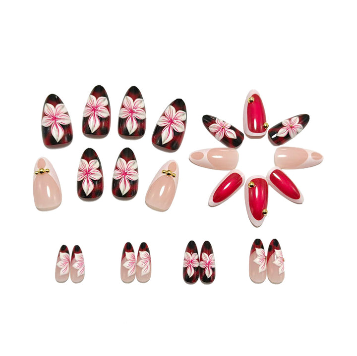 Artificial nails with floral 3D designs and elegant accents Stornfield