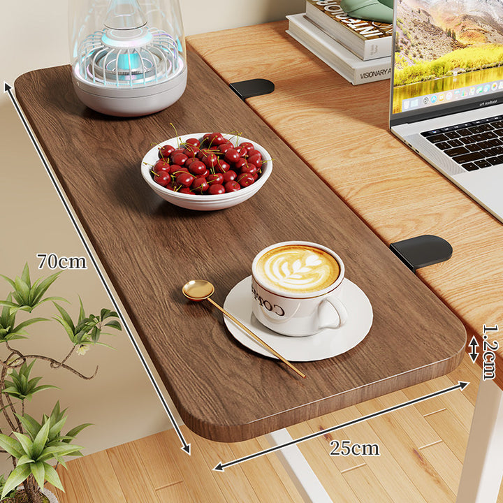 Clamp-On Expandable Desk Side Table Shelf with Wide Smooth Surface and Slim Adjustable Clamp