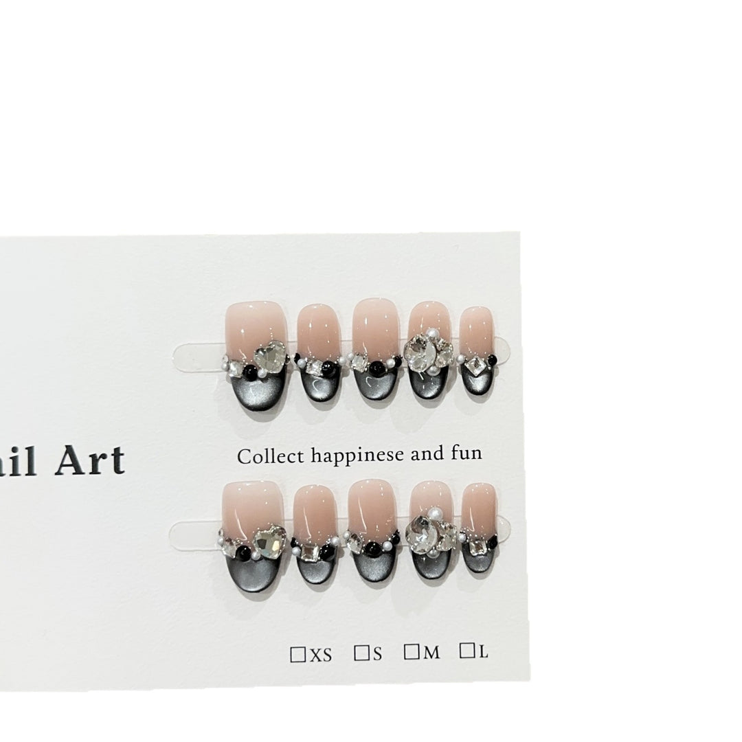 Elegant Rhinestone-Accented Press-On Nail Art Set