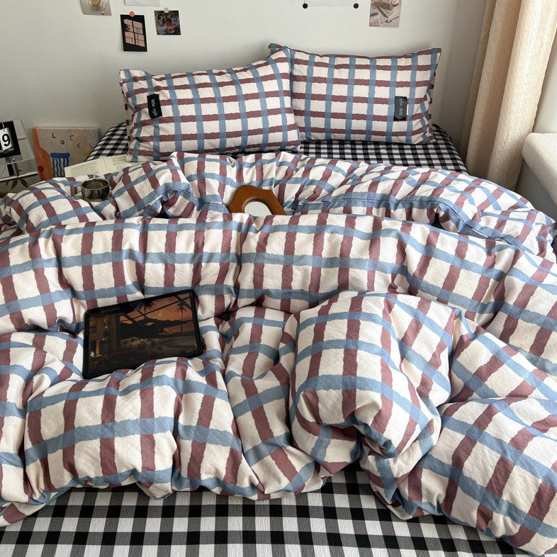 Premium Plaid Cotton Comforter Set
