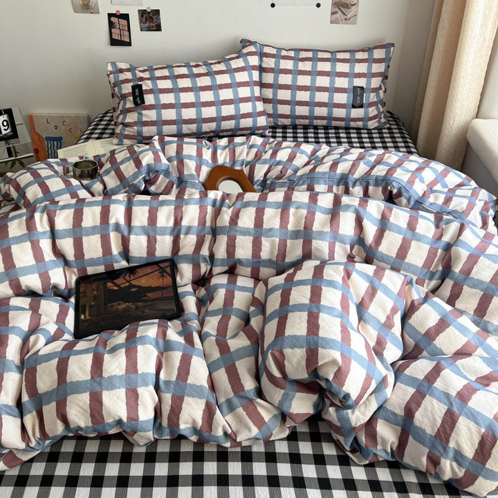 Premium Plaid Cotton Comforter Set