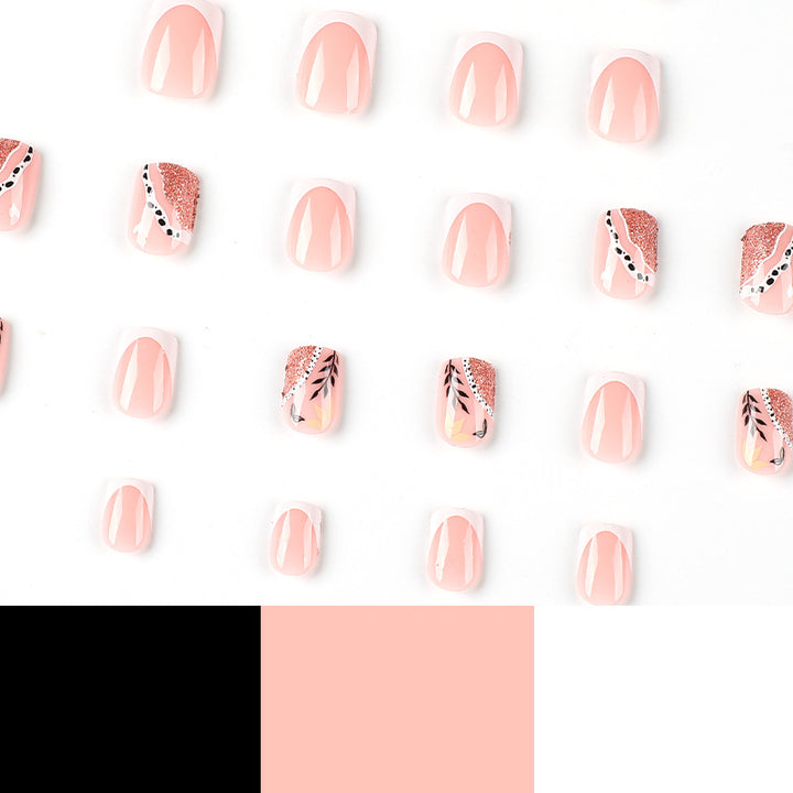 Trendy artificial nails in flower and glitter pattern Stornfield