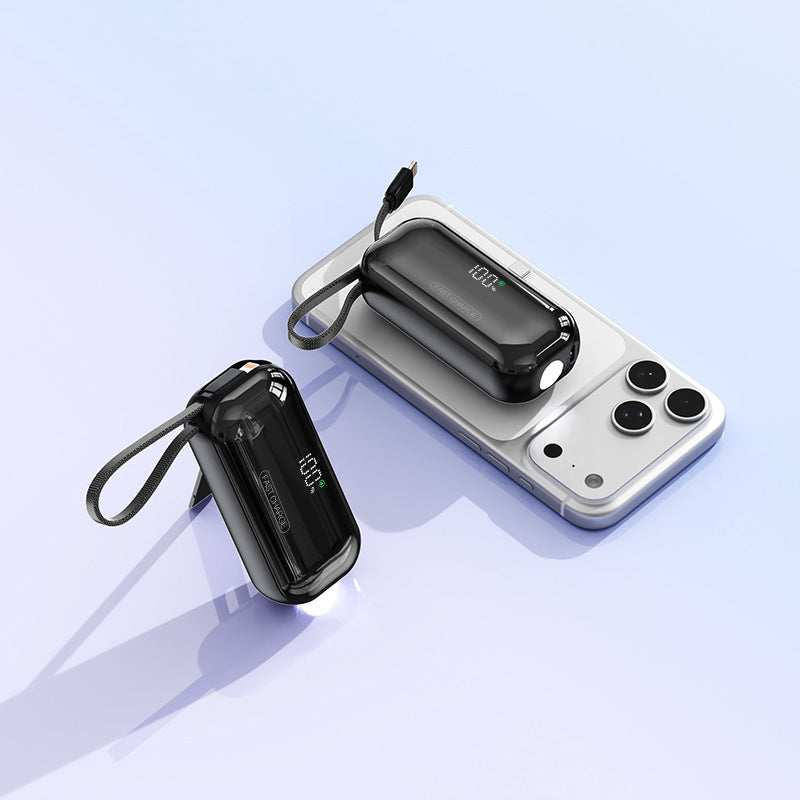Portable power bank with integrated charging cable and LED charging status display Stornfield