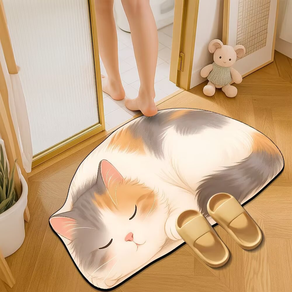 Cat-Themed Plush Bath Mat Stornfield